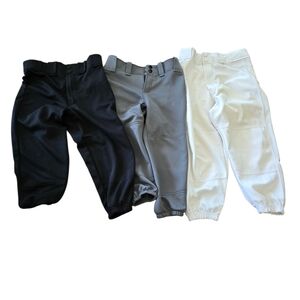 Kids Elastic Cuff Baseball Joggers - Black, Gray & White
